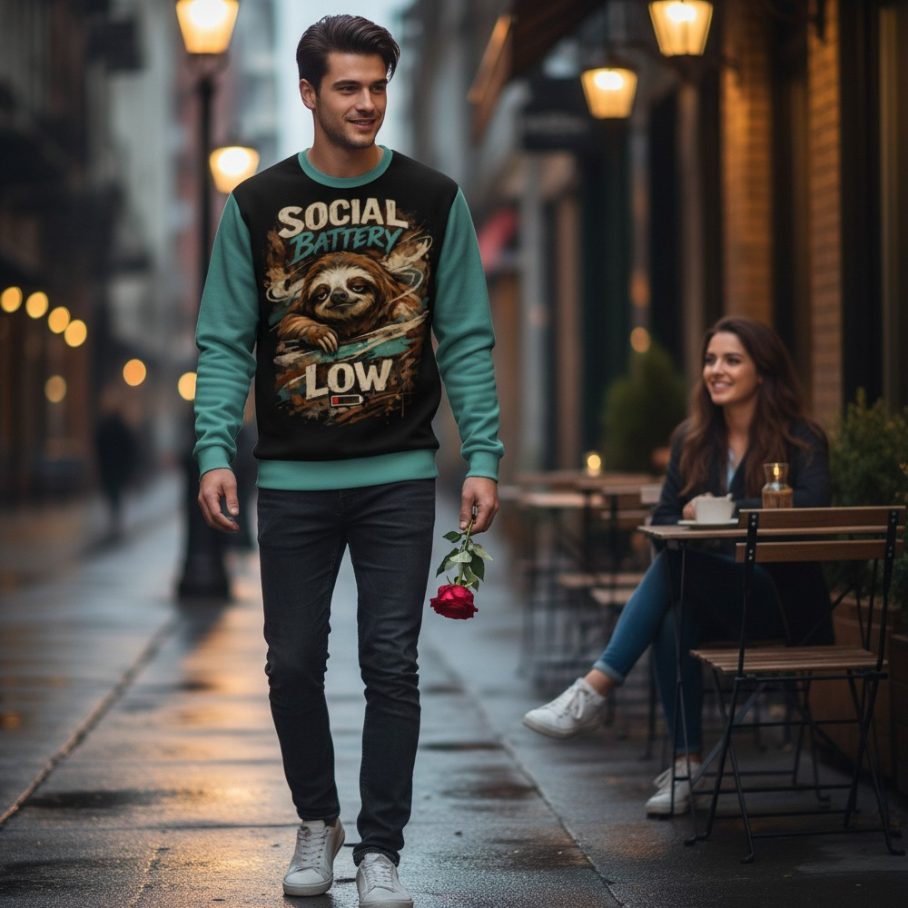 SOCIAL BATTERY LOW Bluza unisex-5