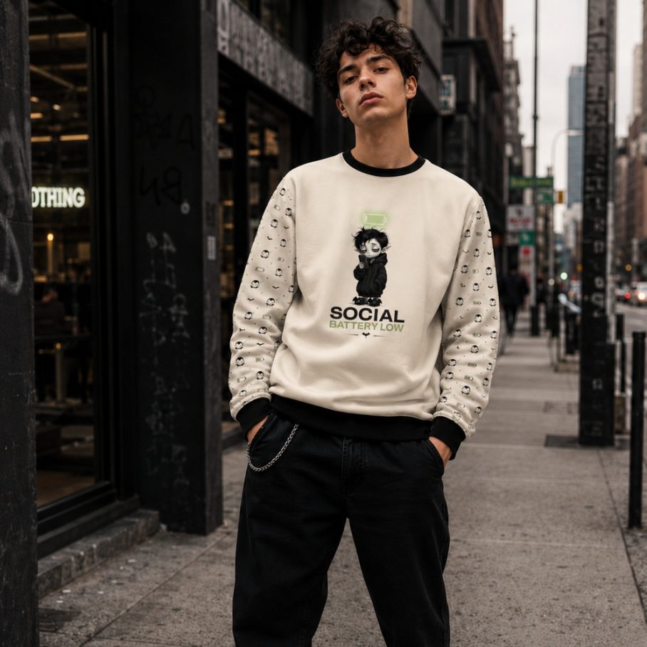SOCIAL BATTERY VAMPIRE Bluza Unisex-6