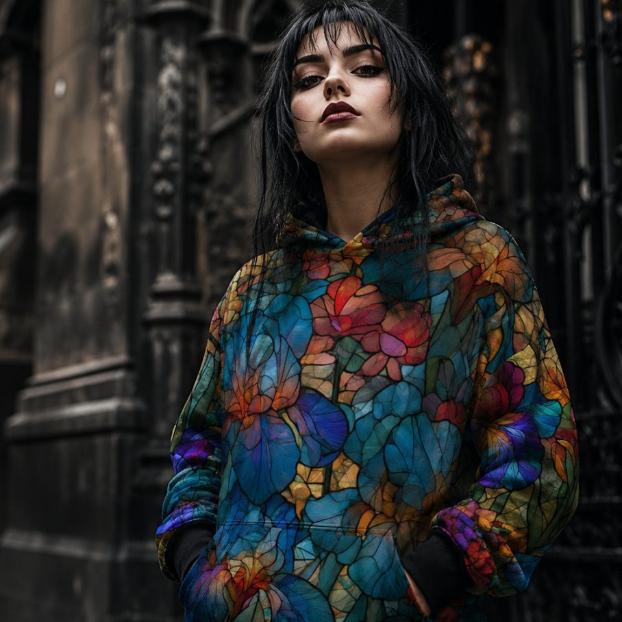STAINED GLASS BOTANICAL Bluza Unisex Oversize-2