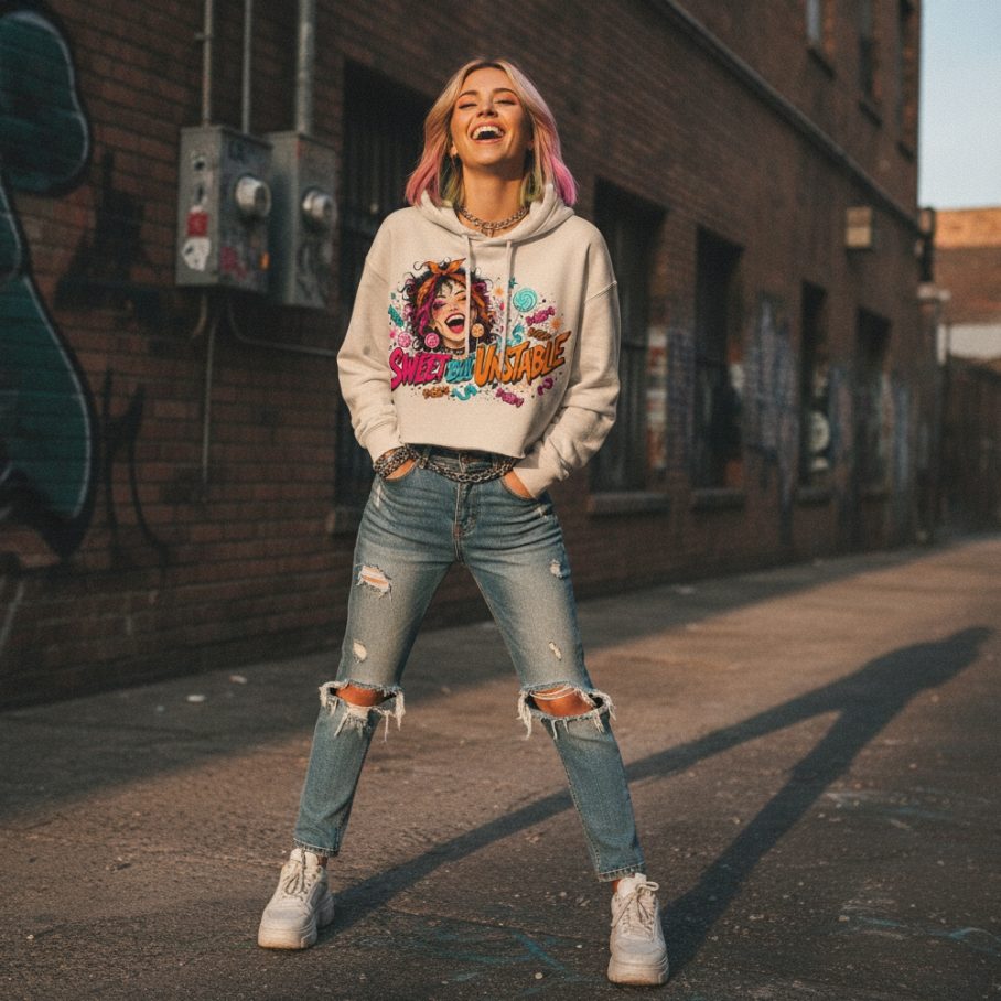 SUGAR CRASH Damska Crop Hoodie-4