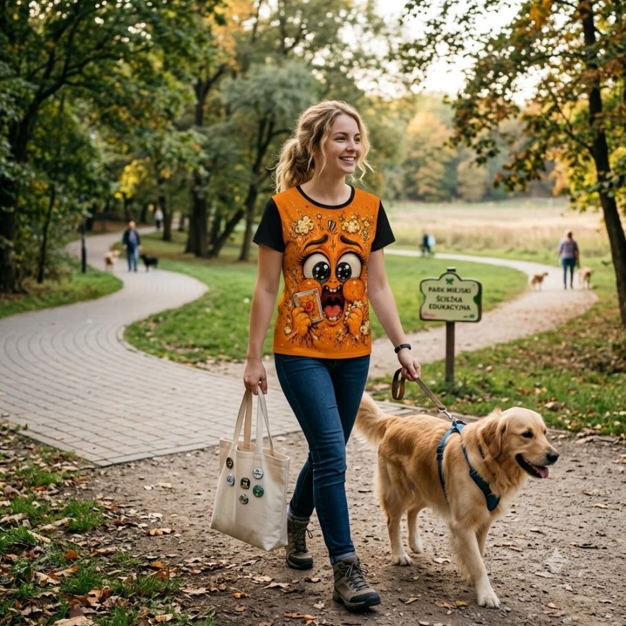 TAK WYGLĄDA MIŁOŚĆ Damski T-shirt All-Over-Print z Szerokim Dekoltem-3