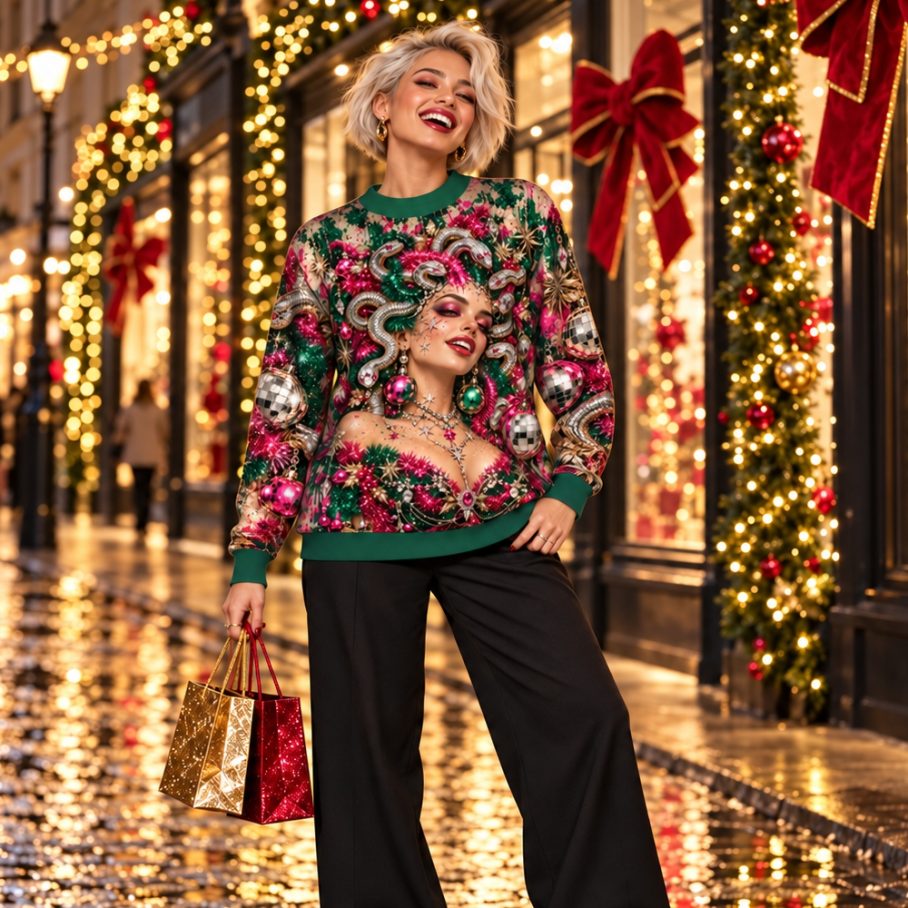 TINSEL MEDUSA Świąteczny Ugly Sweater damski