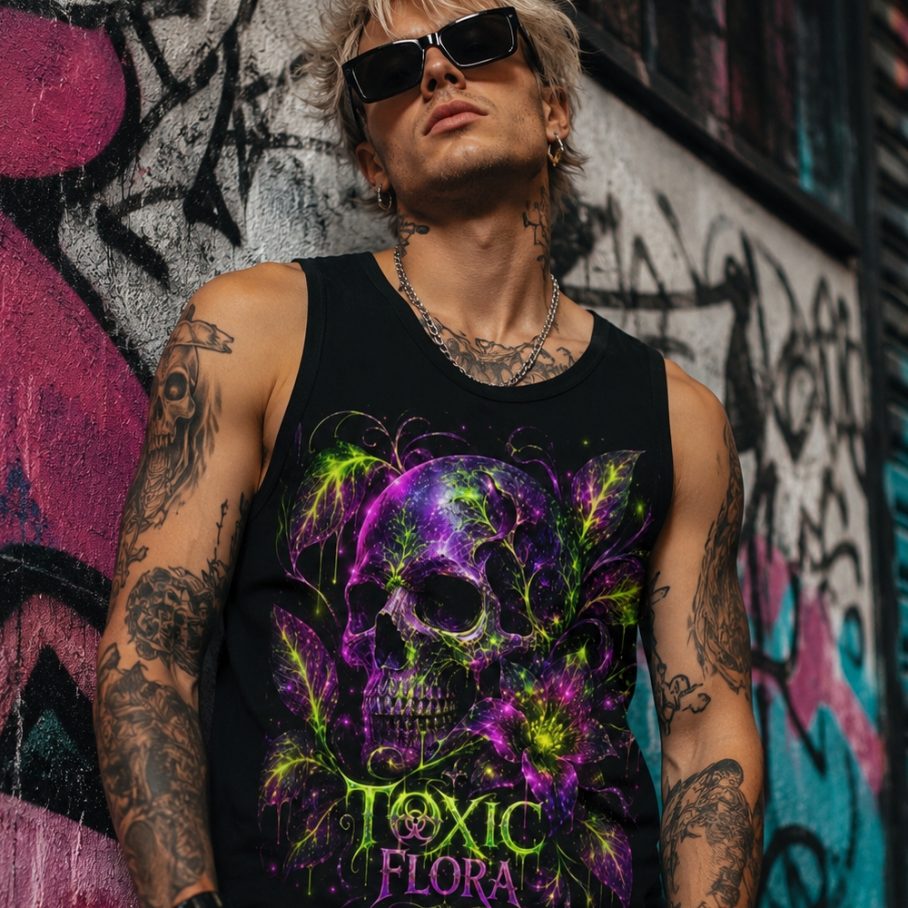 TOXIC FLORA Męski Tank Top Sportowy-4