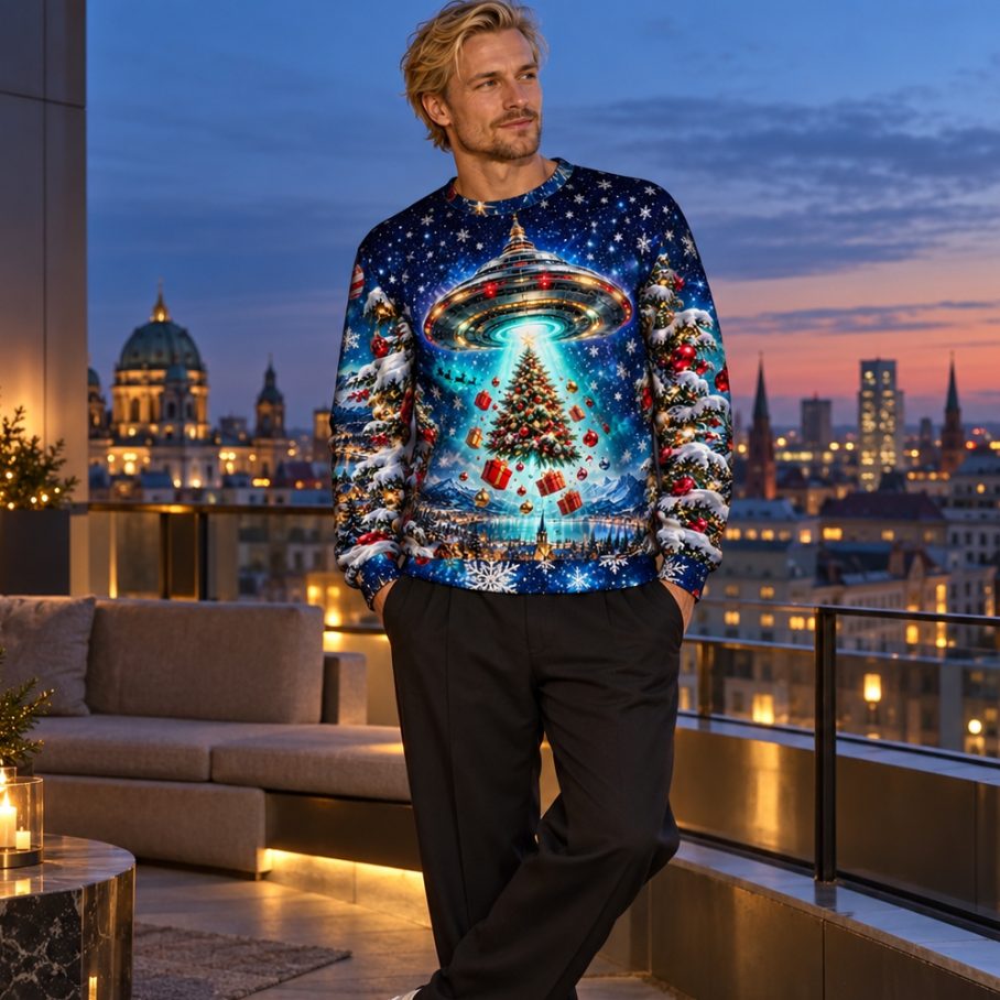 UFO GIFT ABDUCTION Świąteczny Ugly Sweater unisex-4