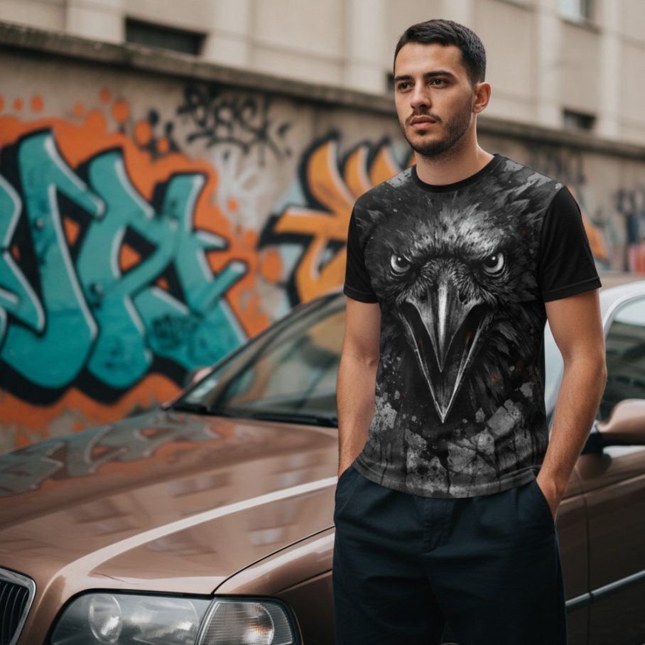URBAN RAVEN Męski T-Shirt Sportowy