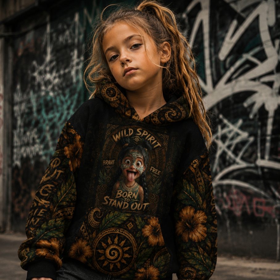 WILD SPIRIT Dziewczęca bluza z kapturem-4